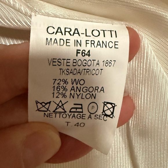 Cara Lotti Cream Angora Wool Knit Cropped Jacket Sizee Medium Made in France - Picture 11 of 11